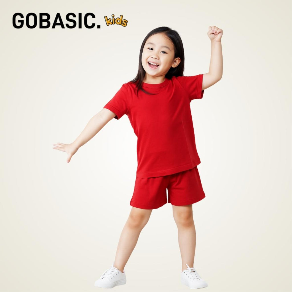 GOBASIC KIDS - Setelan Piyama Set Baju Tidur Anak Kaos 100% Katun Bambu Unisex 1-8 Tahun Laki-Laki Perempuan Cotton