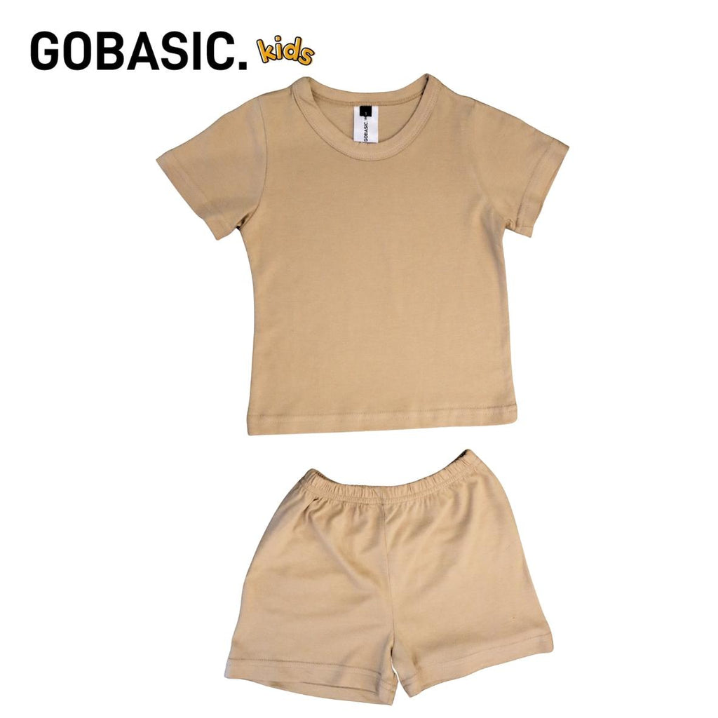 GOBASIC KIDS - Setelan Piyama Set Baju Tidur Anak Kaos 100% Katun Bambu Unisex 1-8 Tahun Laki-Laki Perempuan Cotton