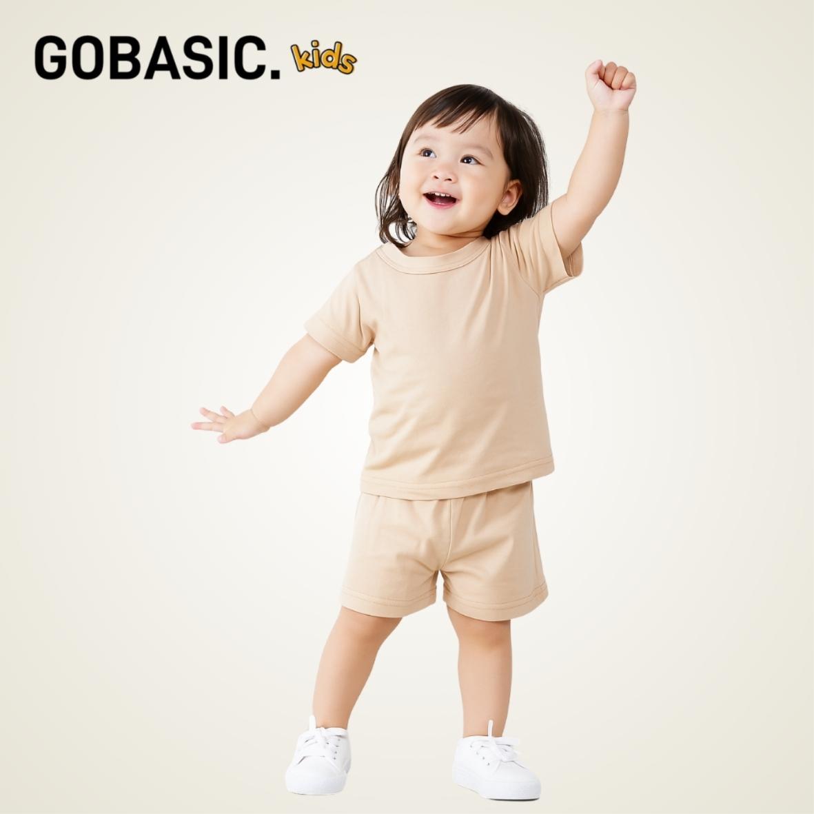 GOBASIC KIDS - Setelan Piyama Set Baju Tidur Anak Kaos 100% Katun Bambu Unisex 1-8 Tahun Laki-Laki Perempuan Cotton