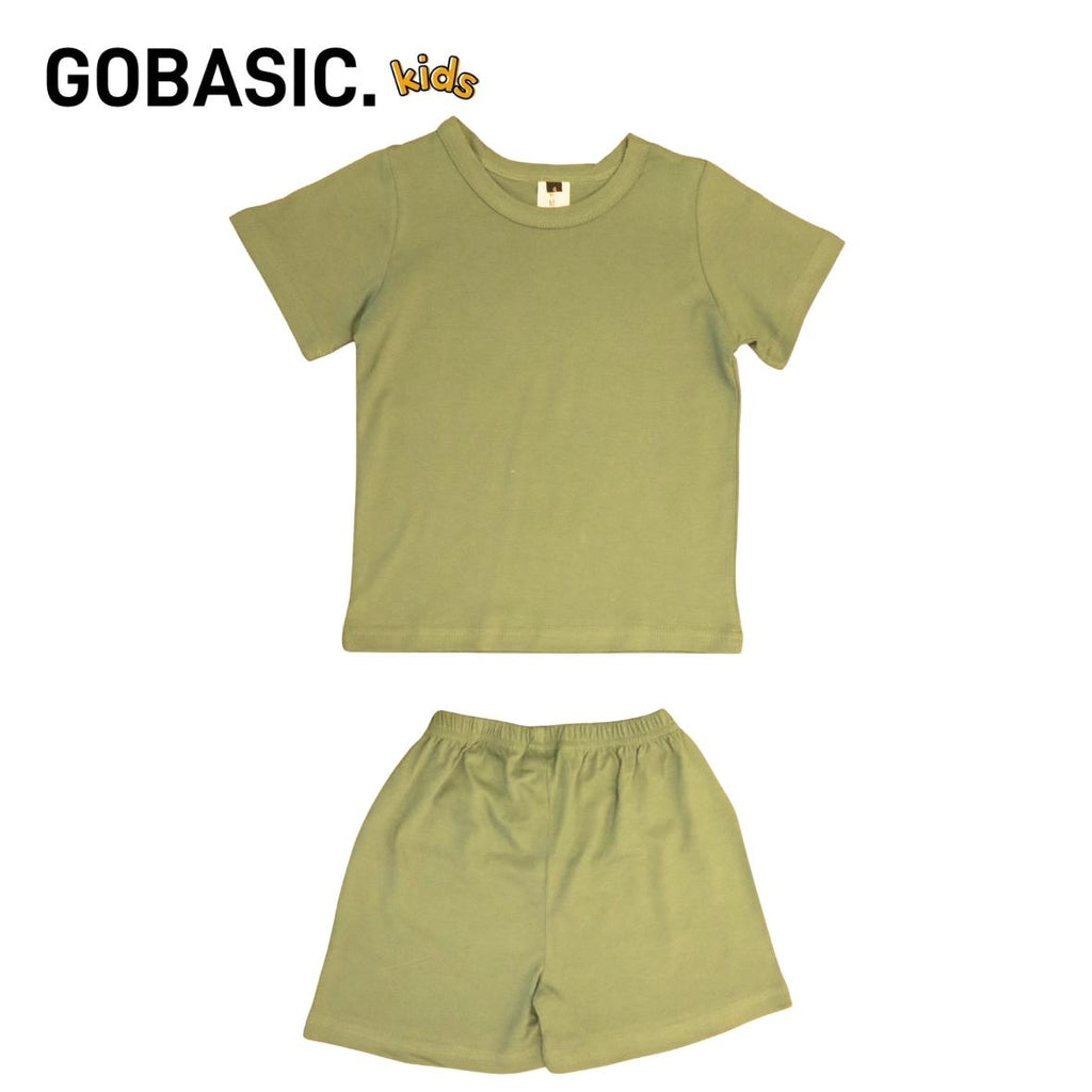 GOBASIC KIDS - Setelan Piyama Set Baju Tidur Anak Kaos 100% Katun Bambu Unisex 1-8 Tahun Laki-Laki Perempuan Cotton
