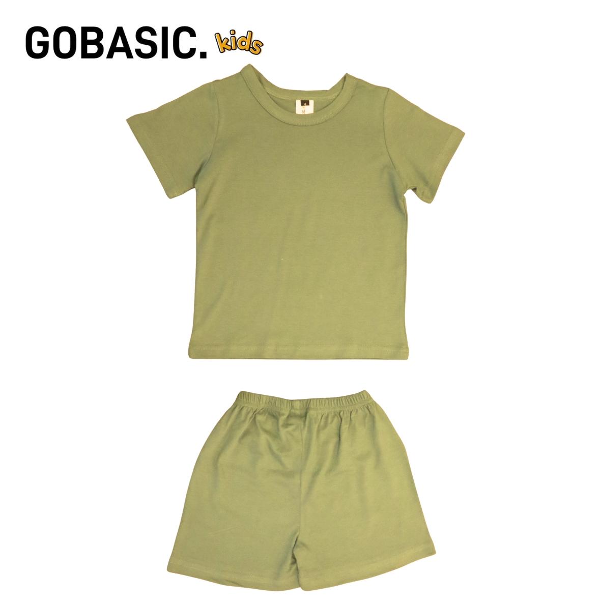 GOBASIC KIDS - Setelan Piyama Set Baju Tidur Anak Kaos 100% Katun Bambu Unisex 1-8 Tahun Laki-Laki Perempuan Cotton