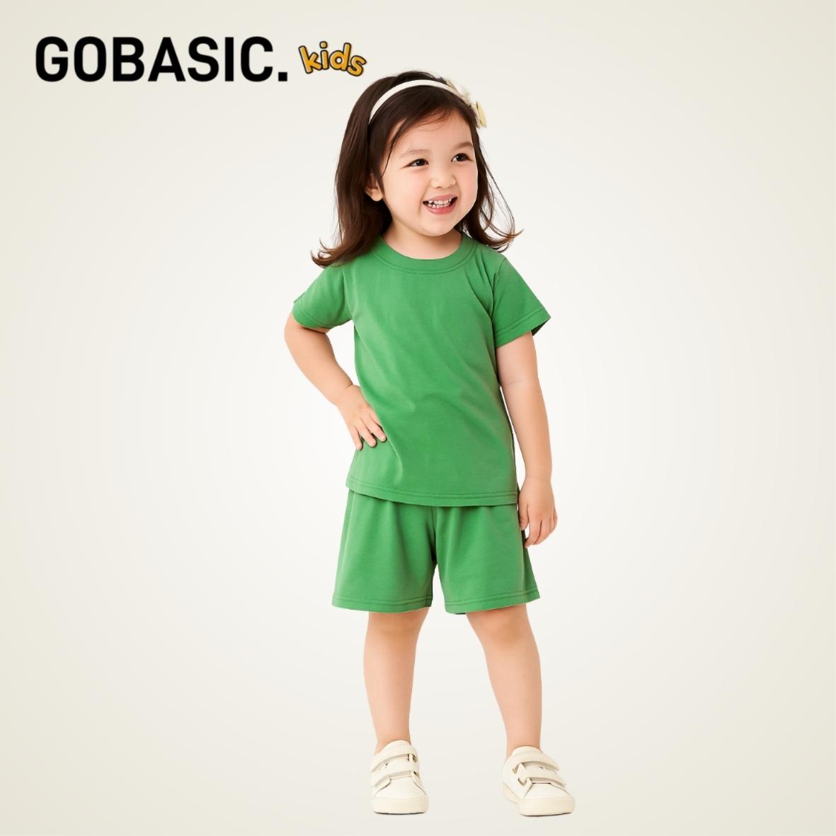 GOBASIC KIDS - Setelan Piyama Set Baju Tidur Anak Kaos 100% Katun Bambu Unisex 1-8 Tahun Laki-Laki Perempuan Cotton